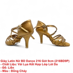 Giày Latin Nữ BD Dance 216 Gót 9cm (216BD9P) - Đồng