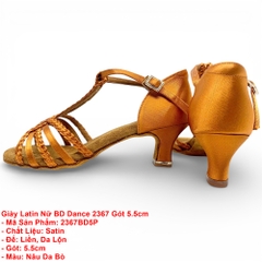 Giày Latin Nữ BD Dance 2367 Gót 5.5cm (2367BD5P) - Nâu Da Bò