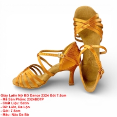 Giày Latin Nữ BD Dance 2324 Gót 7.5cm (2324BD7P) - Nâu Da Bò + Size