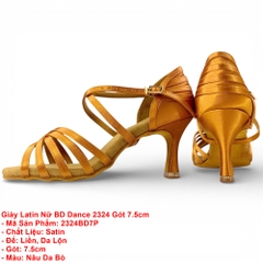 Giày Latin Nữ BD Dance 2324 Gót 7.5cm (2324BD7P) - Nâu Da Bò + Size