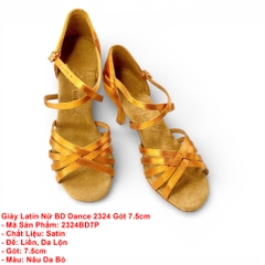 Giày Latin Nữ BD Dance 2324 Gót 7.5cm (2324BD7P) - Nâu Da Bò + Size