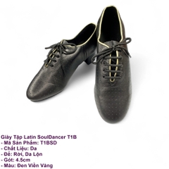 Giày Tập Latin SoulDancer T1B (T1BSD) - Đen Viền Vàng