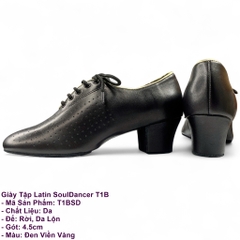 Giày Tập Latin SoulDancer T1B (T1BSD) - Đen Viền Vàng