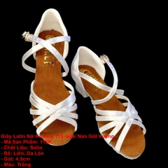 Giày Latin Bé Gái KDance 115 Quai Nan Gót Vuông (115K) - Trắng