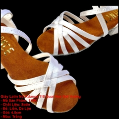 Giày Latin Bé Gái KDance 115 Quai Nan Gót Vuông (115K) - Trắng