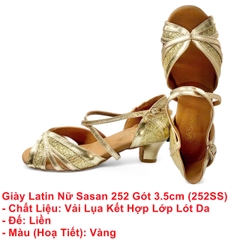 Giày Latin Nữ Sasan 252 Gót 3.5cm (252SS) - Vàng