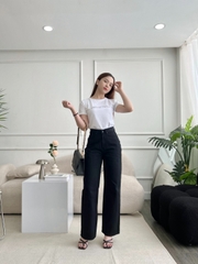 QUẦN SUÔNG 1 NÚT MÀU ĐEN