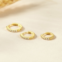 (1 cái) Khuyên Tai Bạc 925 Tròn Đính Đá Spark Zirconia Hoop-VCE05-L