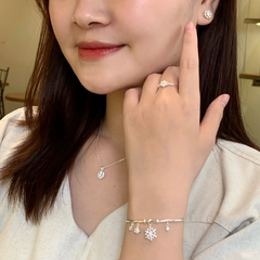 Set Quà Tặng Trang Sức Bạc Cao Cấp - Set 3 Món - Bông Tuyết Đính Đá Ngọt Ngào - VGN06 & VGE10 & VGB04