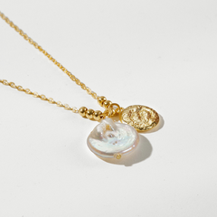 Dây Chuyền Bạc 925 Mặt Ngọc Trai Baroque và Charm Bạc Boho Pearl - VSN02