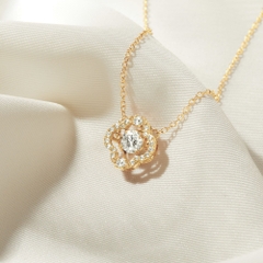 Quà Tặng 8/3 Vòng Cổ Bạc 925 Hình Cỏ 4 Lá Đá Nhảy 4 Leaf Clover - VGN08