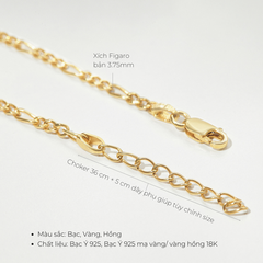 Dây Chuyền Bạc 925 Choker Xích Bạc Trơn Figaro - VCN01