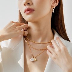 Dây chuyền Bạc 925 Xích Chữ Nhật Và Chuỗi Hạt Trai Tự Nhiên Sophia - VSN01