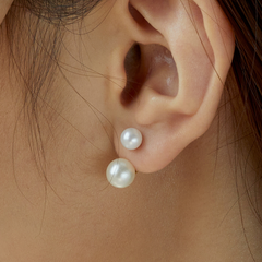 Hoa Tai Bạc 925 Lơ Lửng Đính Ngọc Trai Tự Nhiên Duo Pearls - VSE04