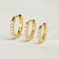 (1 cái) Khuyên Tai Bạc 925 Tròn Đính Đá Spark Zirconia Hoop-VCE05-L