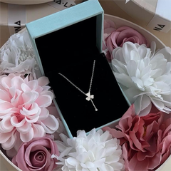 Dây Chuyền Lariat Bạc 925 Cỏ 4 Lá Trái Tim Trai Xà Cừ Đính Đá Giọt Nước - VYN75