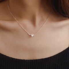 Dây Chuyền Bạc 925 Lượn Sóng Ngẫu Hứng Đính Khảm Trai Tự Nhiên - VCN515