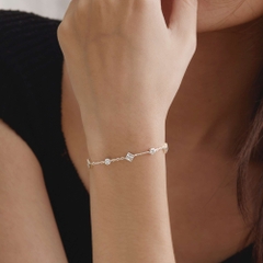 Lắc Tay Bạc 925 Charm Đá Tròn, Đá Thoi Xen Kẽ Lấp Lánh - VCB515