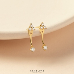 (1 cái) Hoa Tai Bạc 925 Không Dây Chòm Sao Floating Galaxy Đính Đá Jacket Earrings-BE124-L