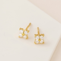 (1 cái) Khuyên Tai Bạc 925 Dáng Nụ Hình Cỏ 4 Lá/ Hoa 4 Cánh Đính Đá Tiny Stud-VCE08-L