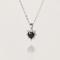 Dây Chuyền Bạc 925 Hình Trái Tim Nhỏ Đính Đá Đen CARA LUNA - Tiny Heart - VCN12