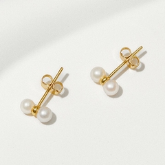 Bông Tai Bạc 925 Dáng Nụ Đính Ngọc Trai Tự Nhiên Twin Pearls - VSE01