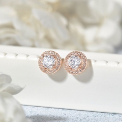 Bông Tai Bạc 925 Nụ Tròn Đính Đá Lấp Lánh Crystal Love - VYE17