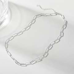 Dây Chuyền Bạc 925 Choker Xích Chữ Nhật Trơn Paperclip - VCN04