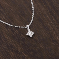 Dây Chuyền Bạc 925 Cỏ 4 Lá May Mắn Đính Đá Lấp Lánh - VCN517