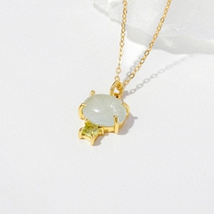 Dây Chuyền Bạc 925 Mặt Tròn Đính Đá Ngọc Hải Lam Aquamarine Tự Nhiên - VSN507