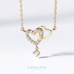 Dây Chuyền Bạc 925 Hai Trái Tim Đính Đá Gắn Kết Heart To Heart - VYN06