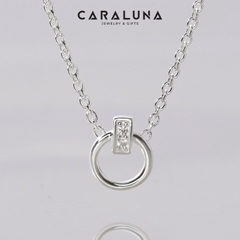 Dây Chuyền Bạc 925 Mặt Tròn Đính Đá Chữ Nhật CZ Trắng - VUN505