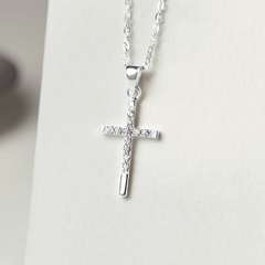 Dây chuyền Bạc 925 Thánh Giá Mảnh Đính Đá Cross Pendant - VSN501