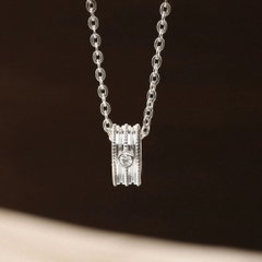 Dây Chuyền Đôi Nữ Bạc 925 Ống Trụ Đính Đá Trắng Tube Necklace - VYN74