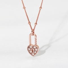Dây Chuyền Đôi Nữ Bạc 925 Khóa Trái Tim Đính Đá Heart Lock - VYN58
