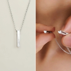 Dây Chuyền Đôi Cho Nữ Bạc 925 Thanh Trụ Bạc Thẳng Đáy Trái Tim - VYN79