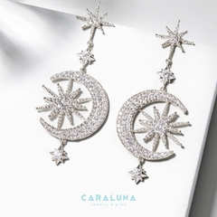 Hoa Tai Bạc 925 Trăng Sao Đính Đá Nữ Hoàng Đêm - Aphrodite - VYE35