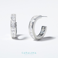Hoa Tai Bạc 925 Đính Đá Bản Lớn - C Hoop Earring - Timeless - VYE505
