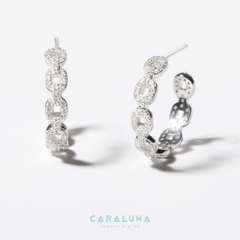 Hoa Tai Bạc 925 Đính Đá - C Hoop Earrings - Connect - VYE502