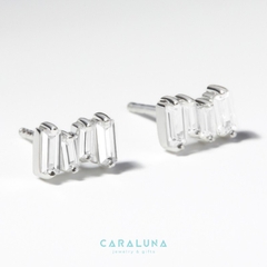 Hoa Tai Bạc 925 Đính Đá Chữ Nhật - Stud Earrings - Shine - VYE500
