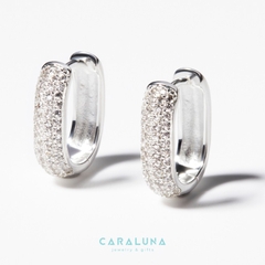 Hoa Tai Bạc 925 Hoop Earring Full Đá Timeless (Medium) - VYE506