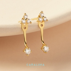 Hoa Tai Bạc 925 Floating Galaxy Đính Đá Jacket Earrings - BE124