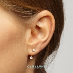 Hoa Tai Bạc 925 Không Dây Ngôi Sao Floating Stars Đính Đá Jacket Earrings  - BE23