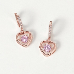 Hoa Tai Bạc 925 Trái Tim Đá Nhảy Bling Heart - VYE51