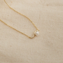 Dây Chuyền Bạc 925 Lượn Sóng Ngẫu Hứng Đính Khảm Trai Tự Nhiên - VCN515