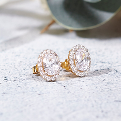 Hoa Tai Bạc 925 Nụ Oval Đính Đá - Bling Classic - VCE04