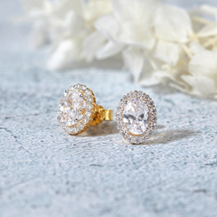 Hoa Tai Bạc 925 Nụ Oval Đính Đá - Bling Classic - VCE04