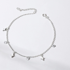 Lắc Chân Bạc 925 Charm Cỏ 4 Lá/ Sao 4 Cánh Xen Kẽ Charm Tròn Đính Đá - VCA501