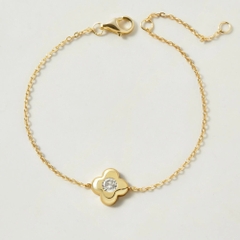 Lắc Tay Bạc 925 Cỏ 4 Lá Đính Đá Chủ May Mắn 4 Leaf Clover - VCB504