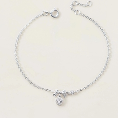 Lắc Tay Bạc 925 Hình Nơ Treo Trái Tim Đính Đá - Heart Bow Tie - VGB14